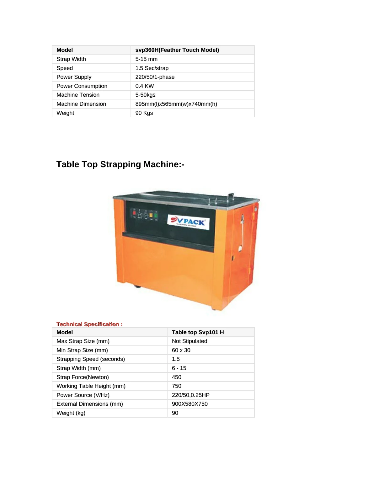 SVPACK catalogue, page 4. Full page text is available below the viewer.