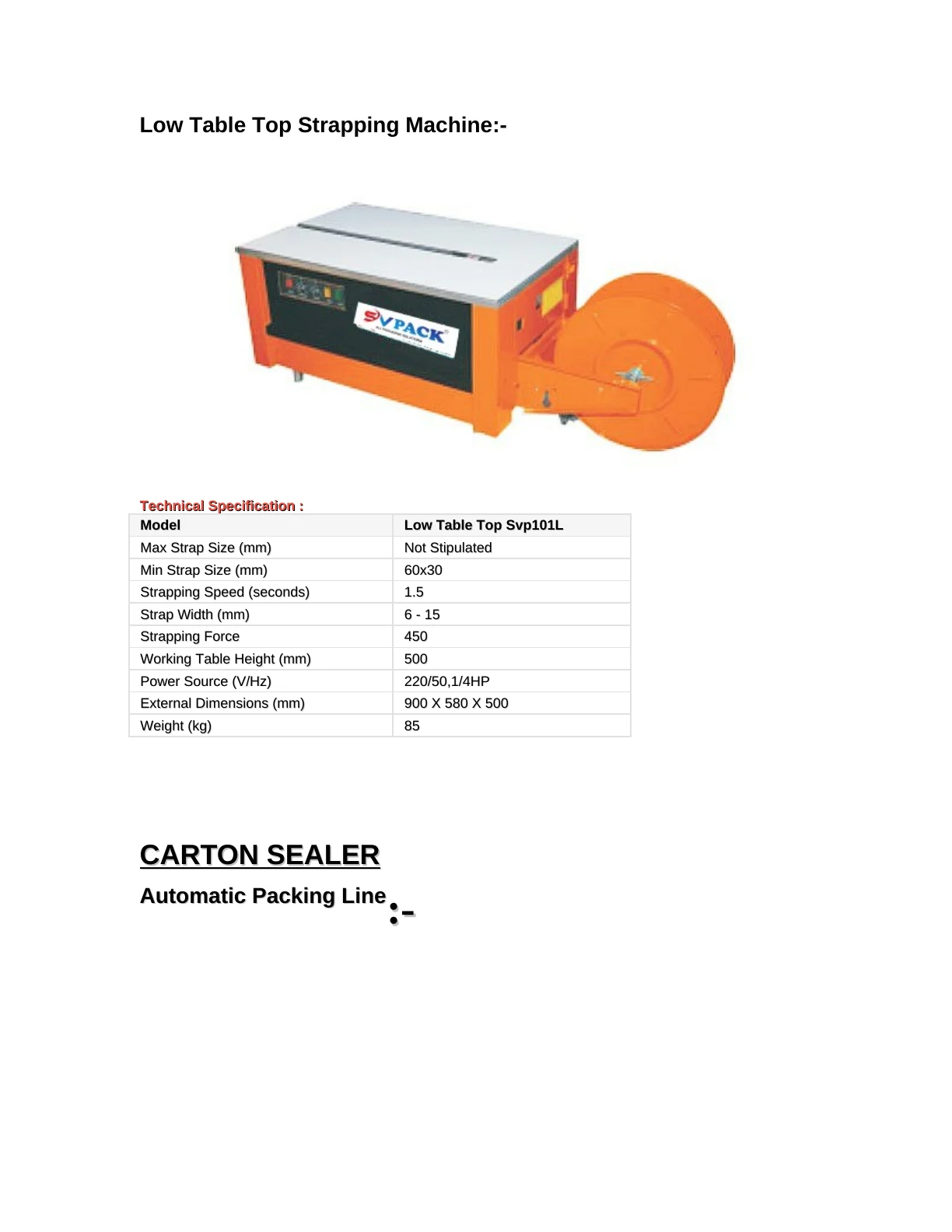 SVPACK catalogue, page 5. Full page text is available below the viewer.