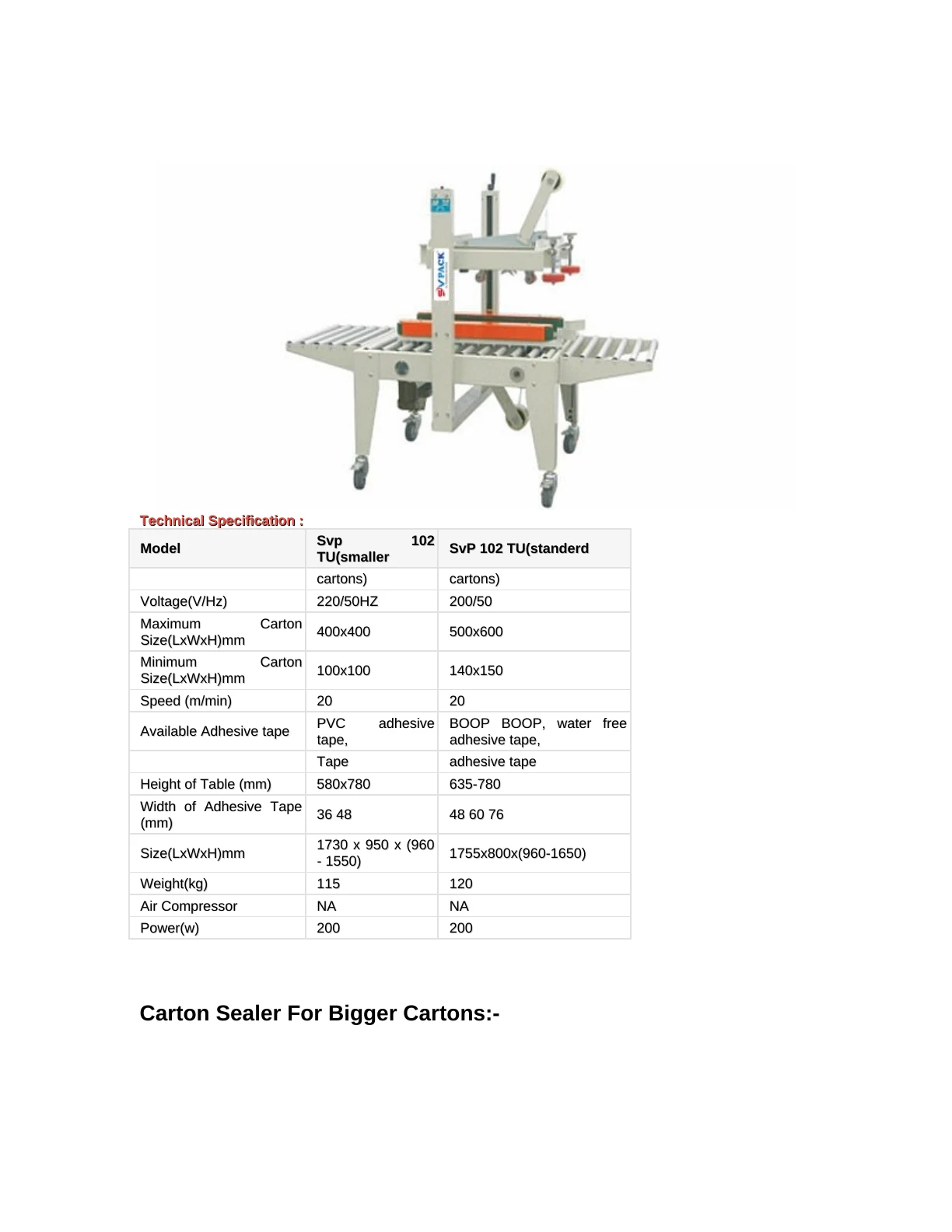 SVPACK catalogue, page 8. Full page text is available below the viewer.