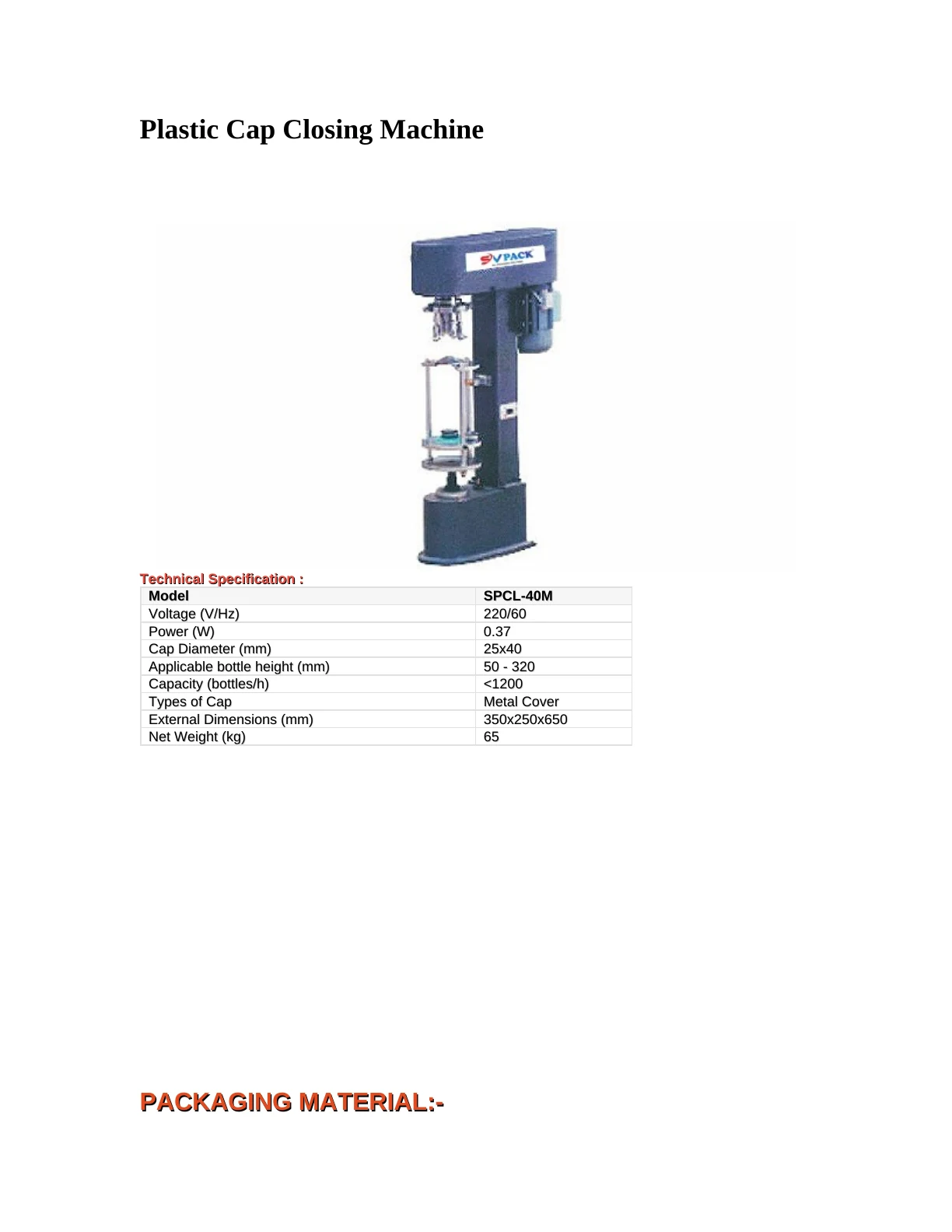 SVPACK catalogue, page 39. Full page text is available below the viewer.